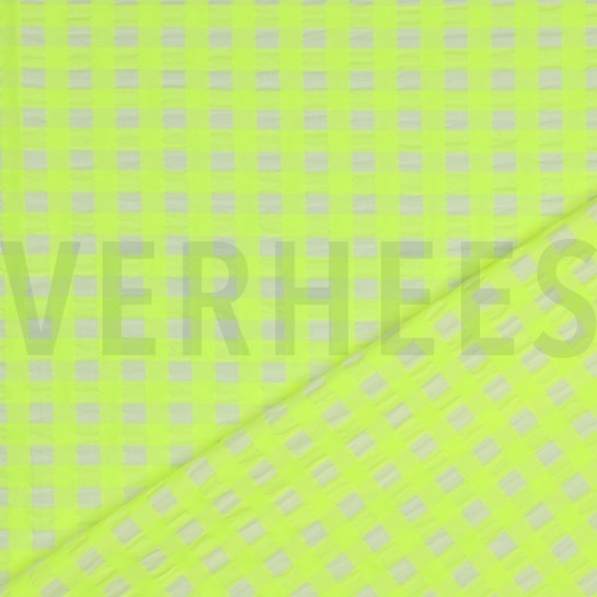 KATOEN GARENGEVERFD NEON RUITEN GEEL #7