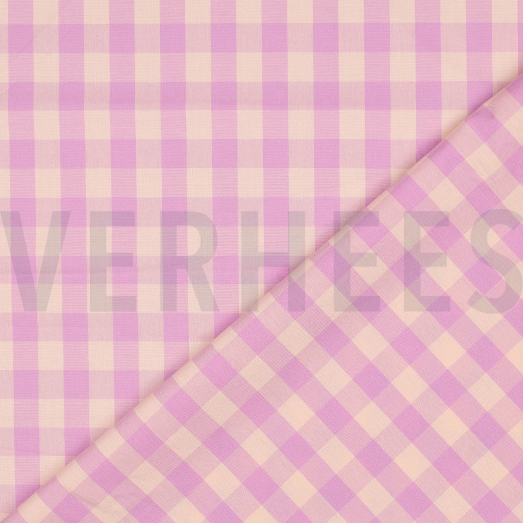 COTTON YARN DYED CHECKS LILAC / LIGHT ORANGE (high resolution) #4