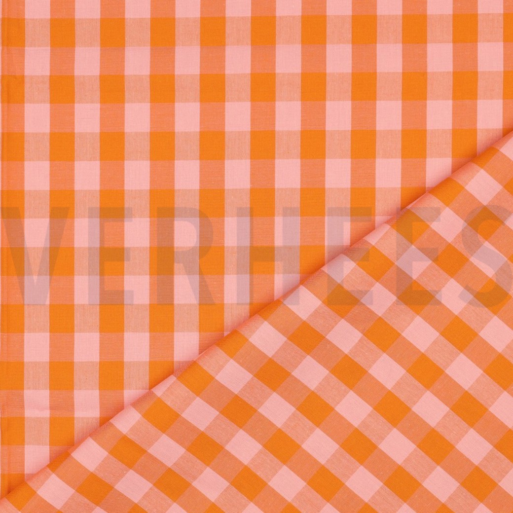 COTTON YARN DYED CHECKS ORANGE / SALMON #4