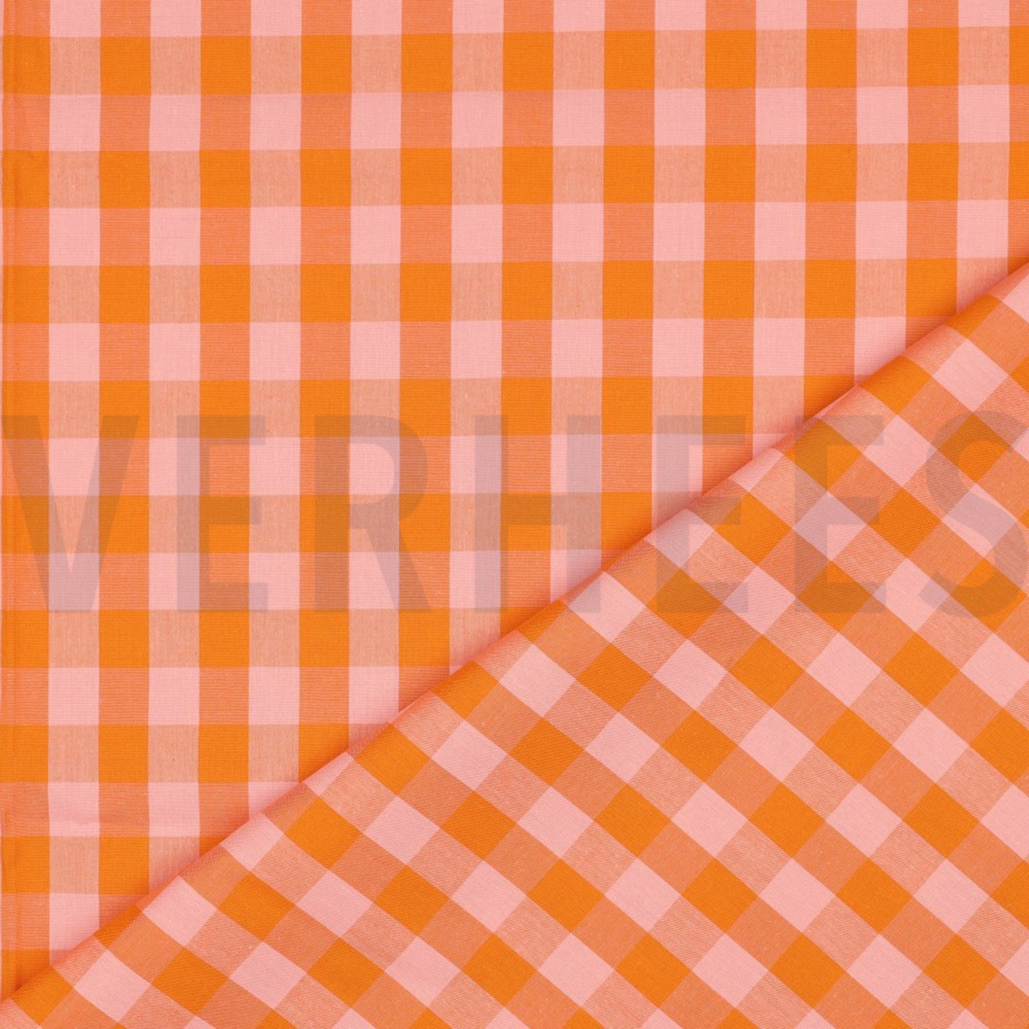 COTTON YARN DYED CHECKS ORANGE / SALMON (high resolution) #4