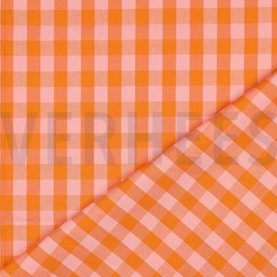 KATOEN GARENGEVERFD RUITEN ORANJE / ZALM #7