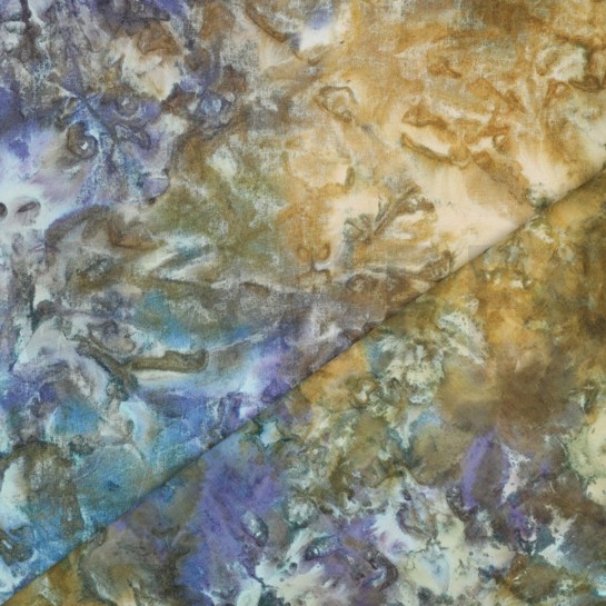 HANDGEFERTIGTE BATIK BAUMWOLLE GOLD / LAVENDEL #7