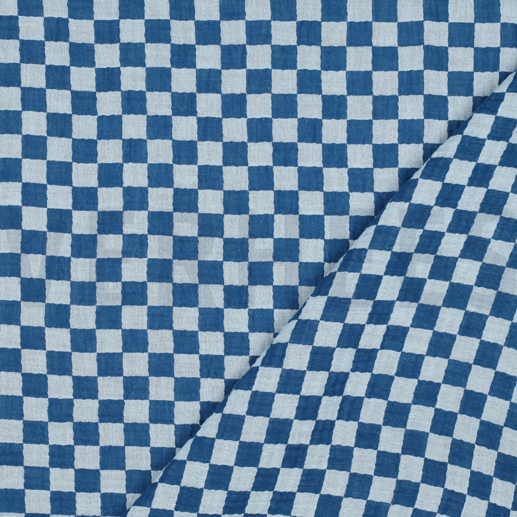 DOUBLE GAUZE DOUBLE SIDED CHECKS BLUE #4