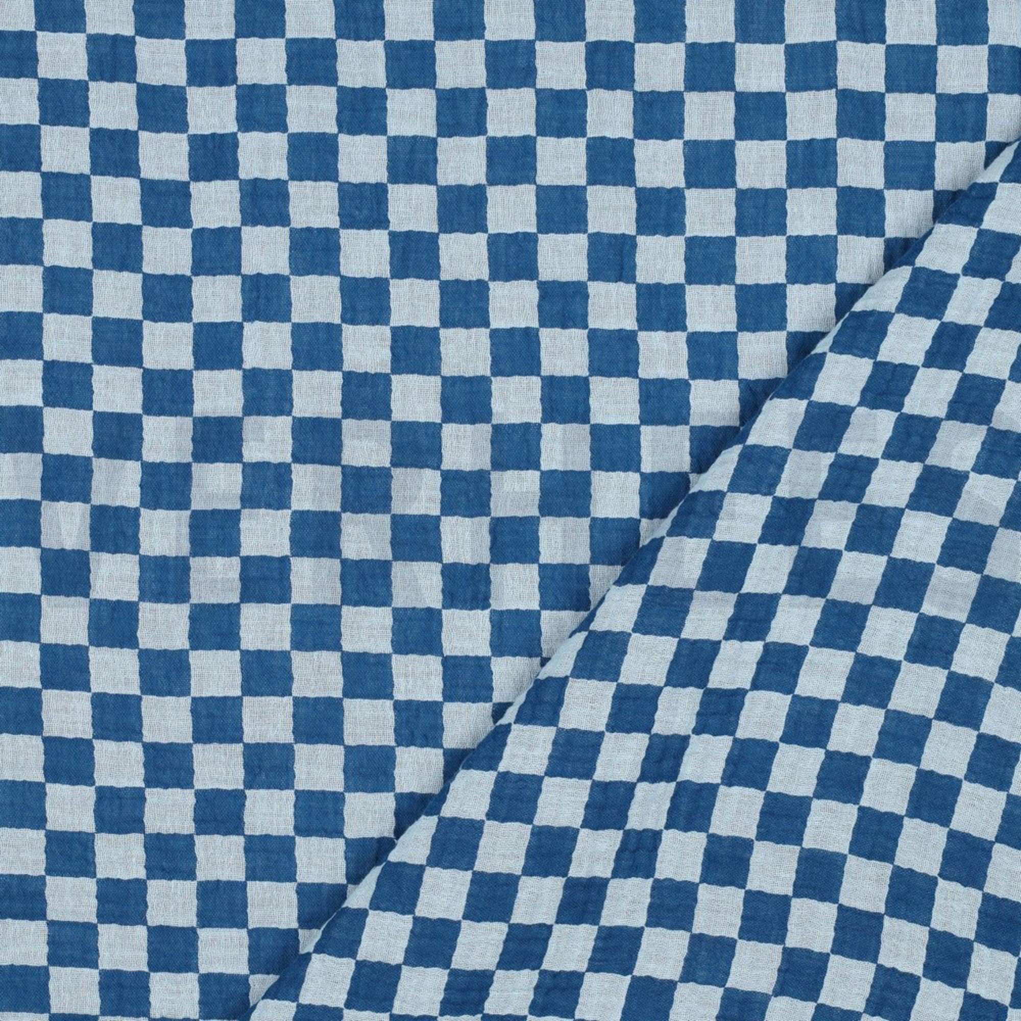 DOUBLE GAUZE DOUBLE SIDED CHECKS BLUE (high resolution) #4
