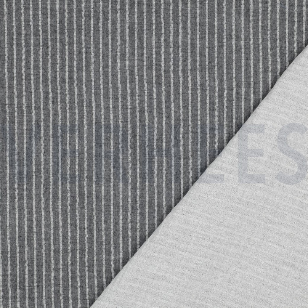 DOUBLE GAUZE YARN DYED STRIPES GREY #4