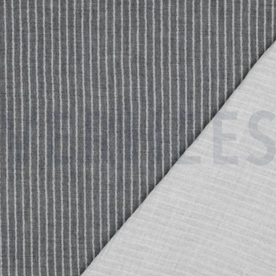 MUSSELIN GARNGEFÄRBT STREIFEN GRAU #7