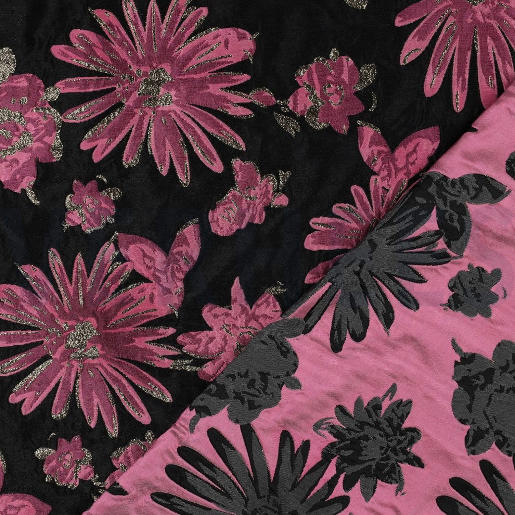 JACQUARD FLOWERS BLACK / PINK #4