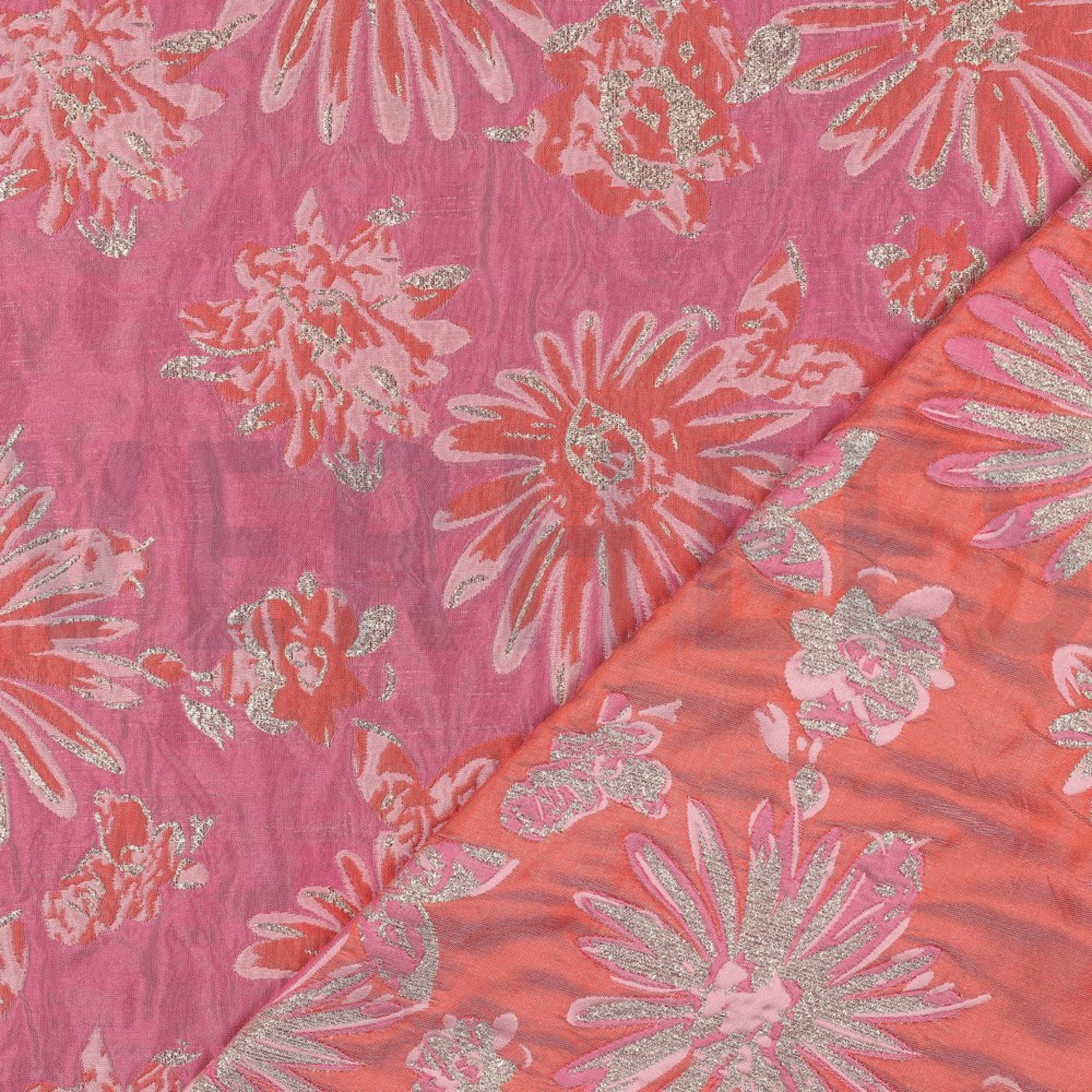 JACQUARD FLOWERS PINK / ORANGE (high resolution) #4