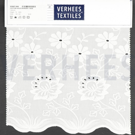COTTON VOILE ONE-SIDE BORDER WHITE #7