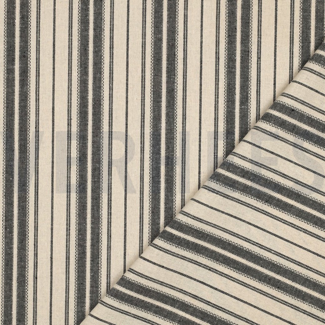 LINEN VISCOSE STRIPES NATURAL / BLACK #4