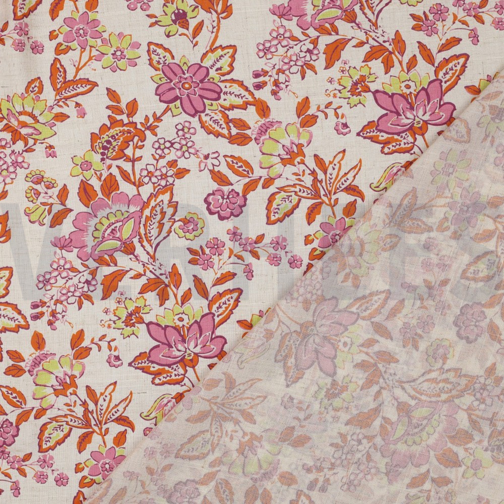 LINEN VISCOSE  DIGITAL FLOWERS ECRU (high resolution) #4