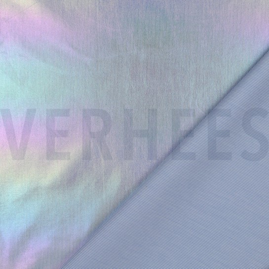 BAUMWOLLE STREIFEN REGENBOGEN FOLIE HELLBLAU #7