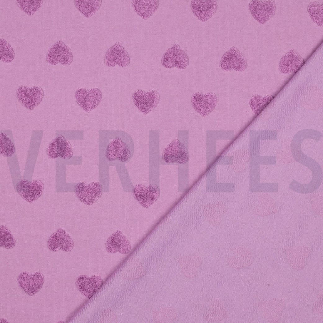 COTTON TOWELING KNIT HEARTS LILAC #4
