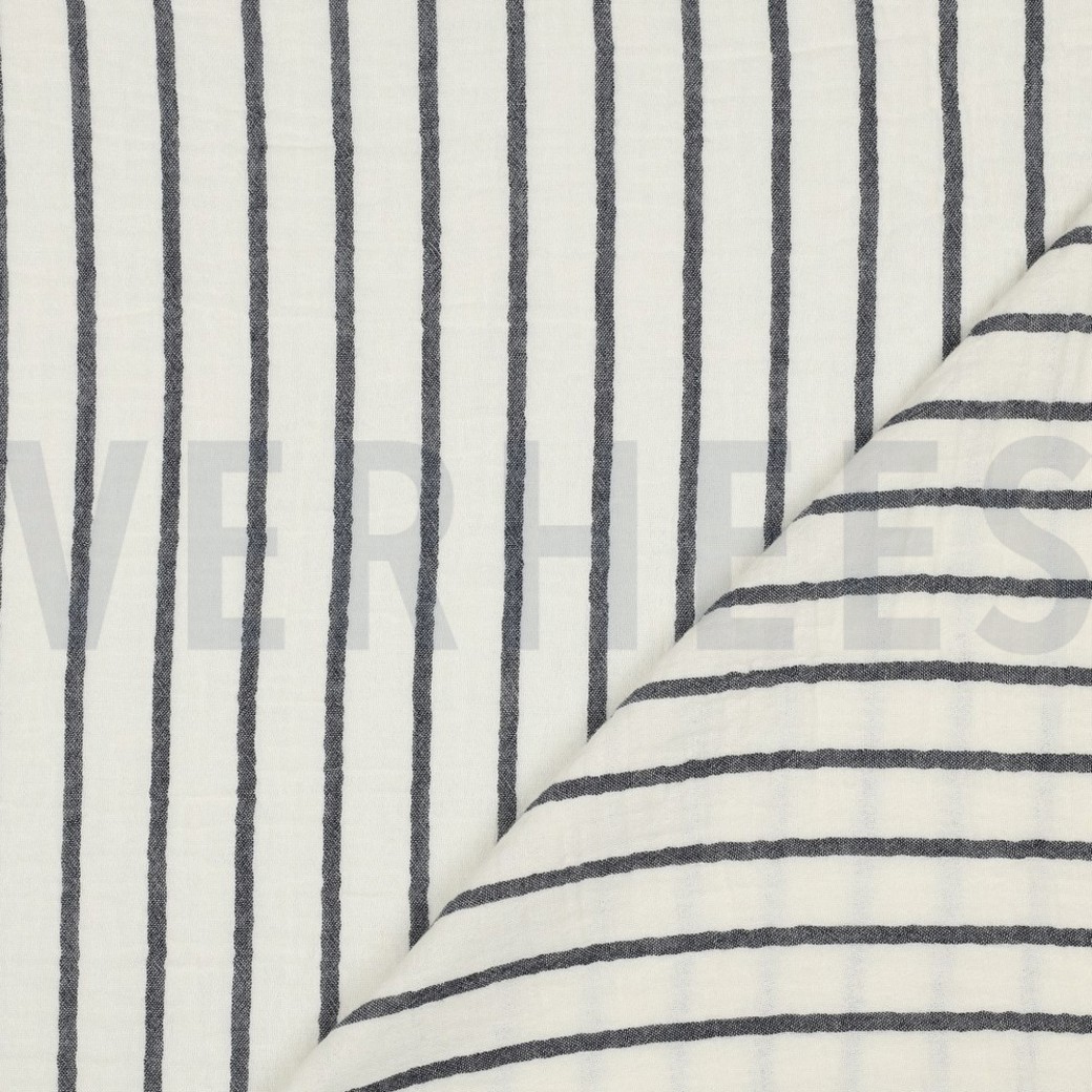 DOUBLE GAUZE YARN DYED STRIPES NAVY #4