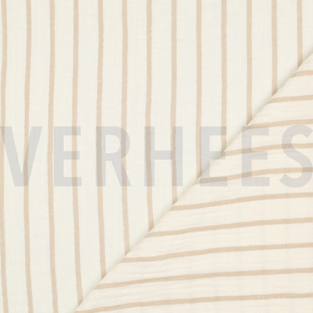 DOUBLE GAUZE YARN DYED STRIPES BEIGE #4