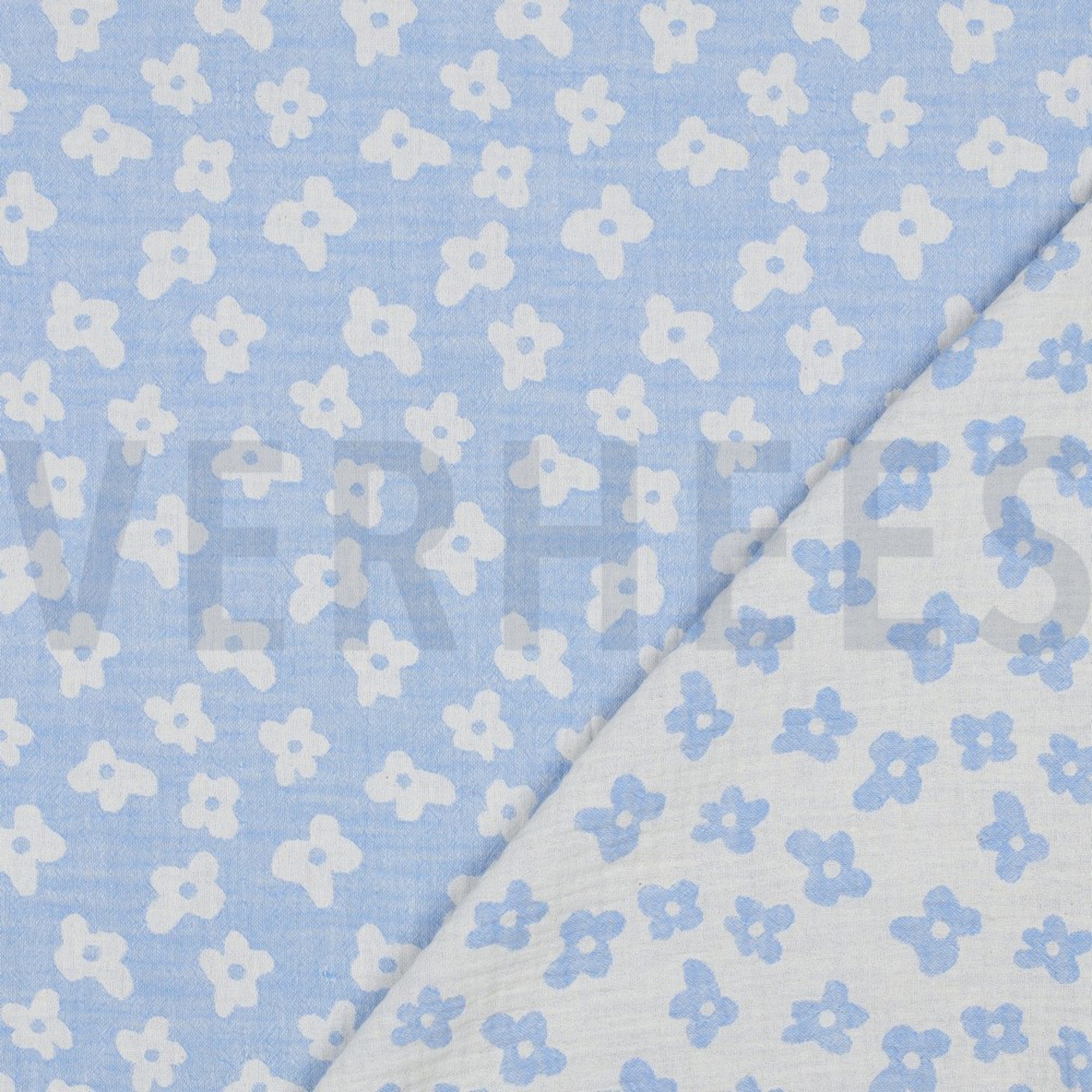 DOUBLE GAUZE JACQUARD FLOWERS ROYAL BLUE (high resolution) #4