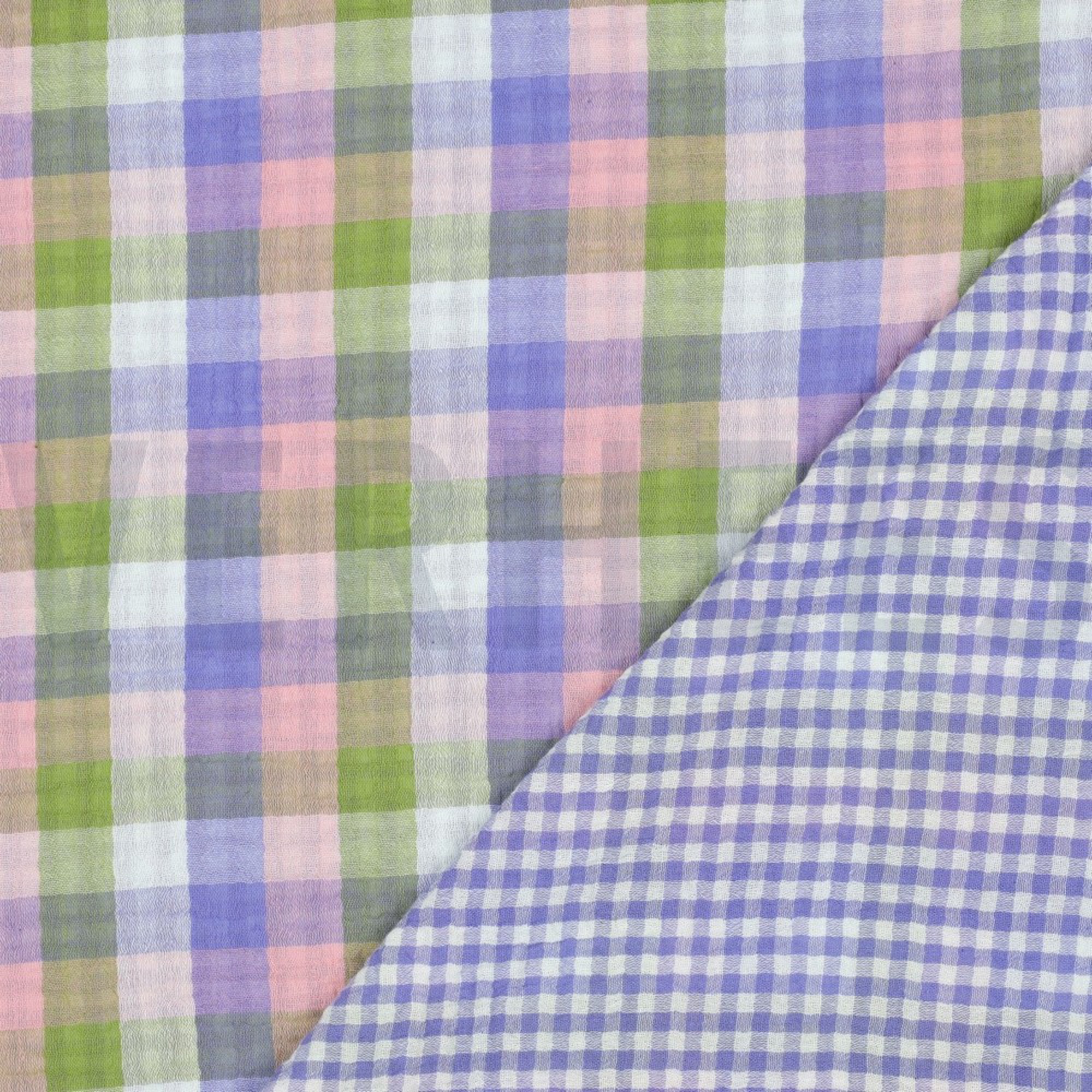 DOUBLE GAUZE DOUBLE SIDED CHECKS LIGHT PINK / LAVENDER (high resolution) #4