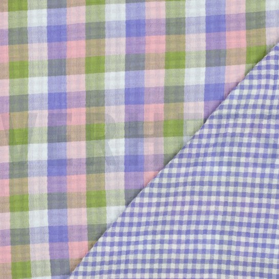 DOUBLE GAUZE DOUBLE SIDED CHECKS LIGHT PINK / LAVENDER #7