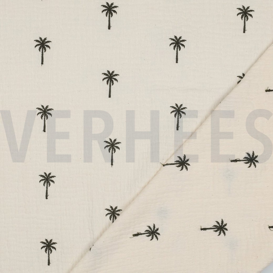 DOUBLE GAUZE EMBROIDERY PALM TREES NATURAL WASHED #4