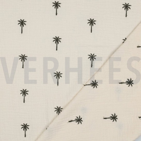 DOUBLE GAUZE EMBROIDERY PALM TREES NATURAL WASHED #7