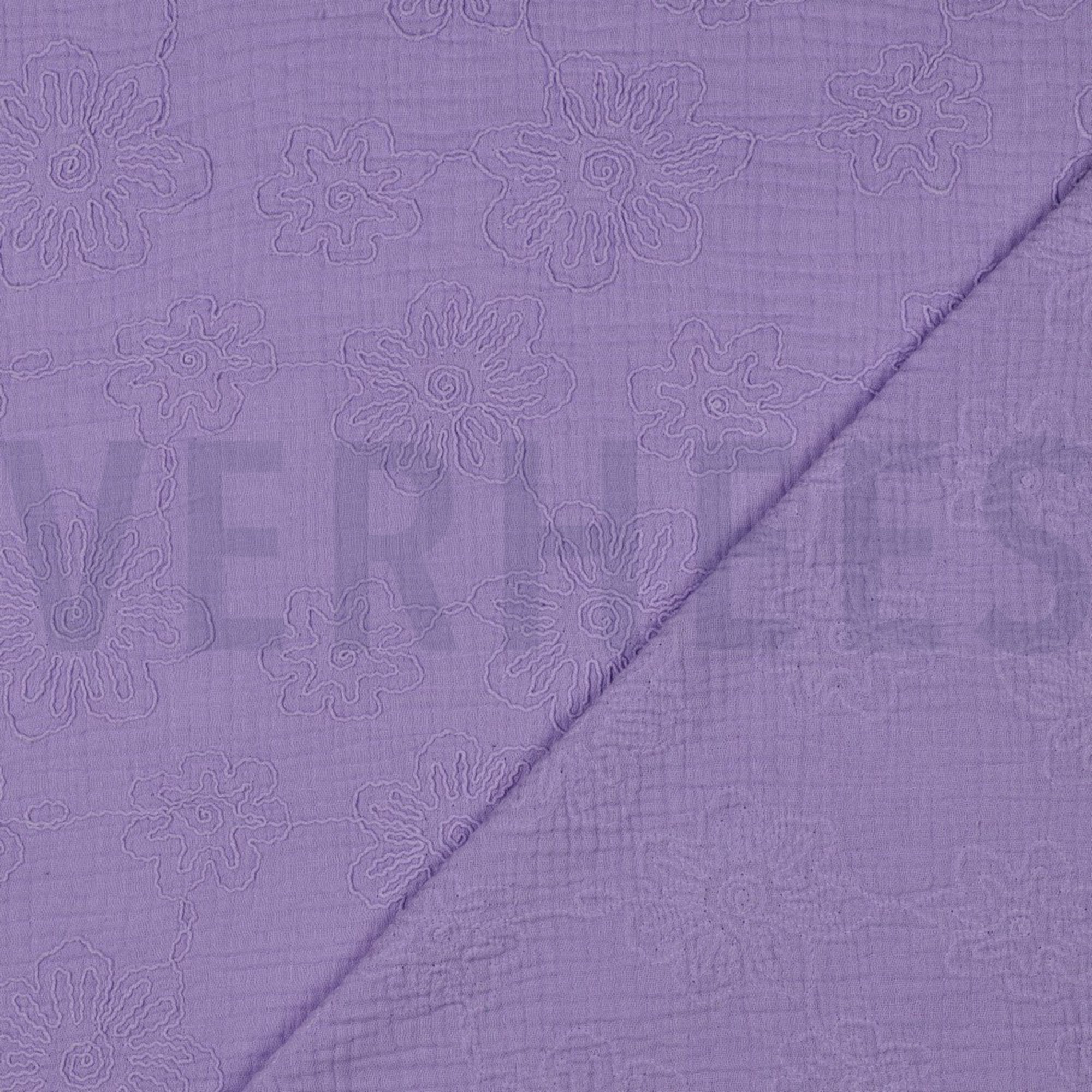 DOUBLE GAUZE EMBROIDERY FLOWERS LILAC (high resolution) #4