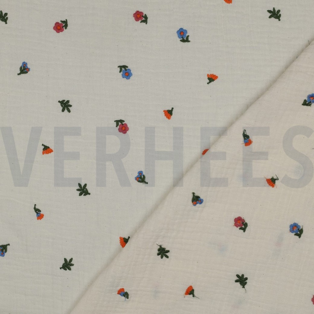 DOUBLE GAUZE EMBROIDERY FLOWERS NATURAL WASHED #4