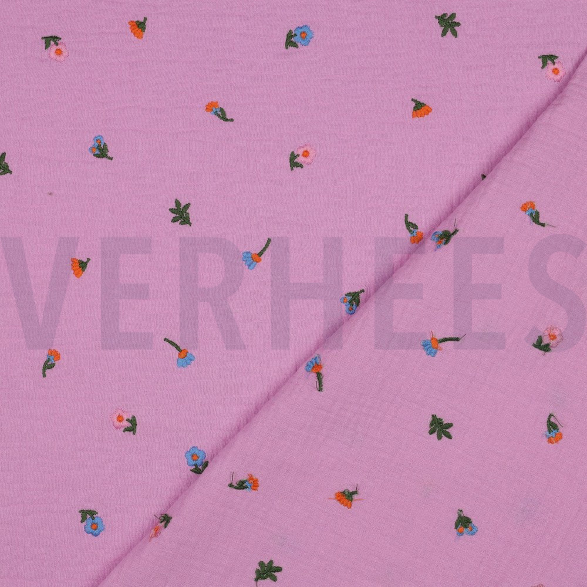 DOUBLE GAUZE EMBROIDERY FLOWERS LIGHT PINK (high resolution) #4