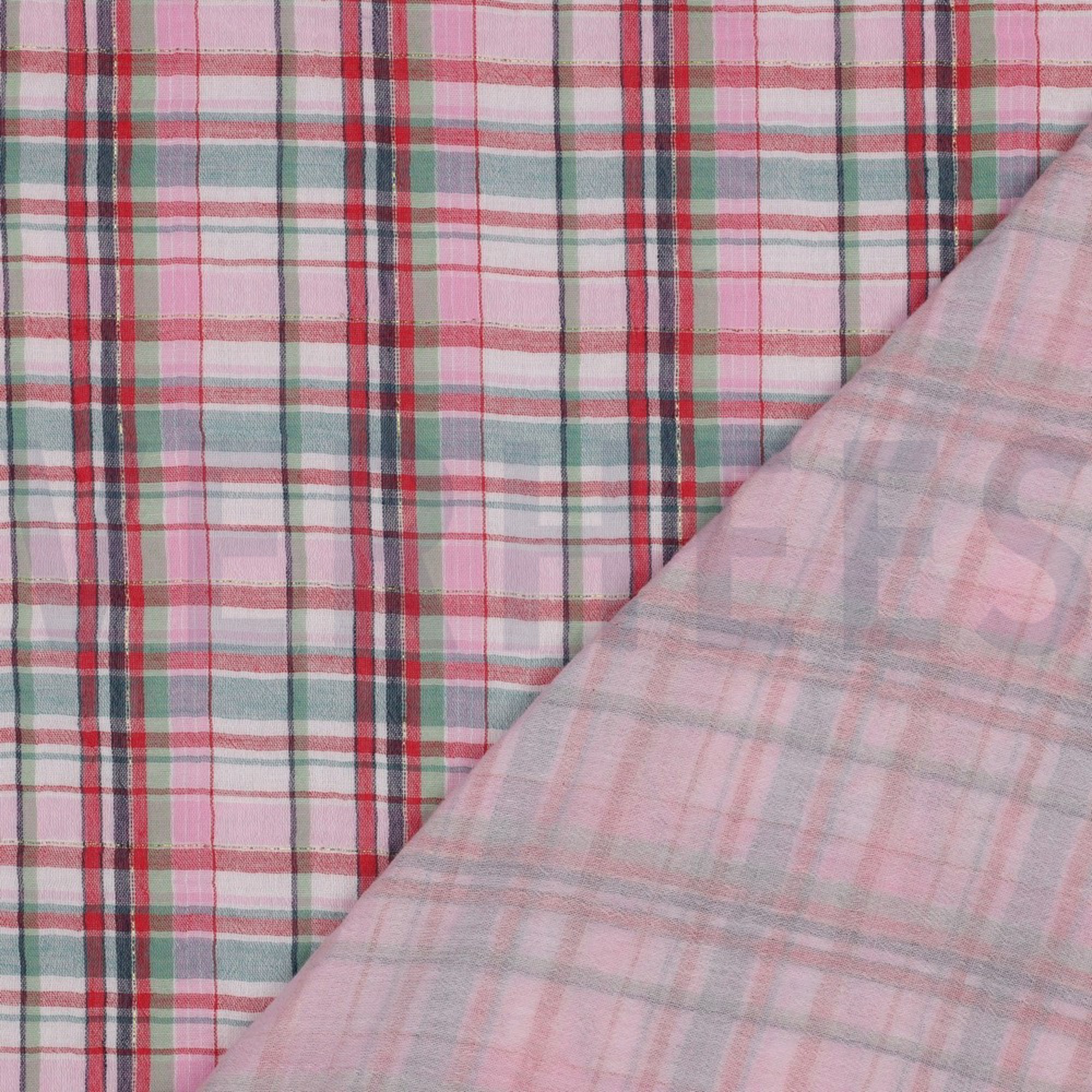 DOUBLE GAUZE YARN DYED CHECKS MUTLICOLOUR / LIGHT PINK (high resolution) #4