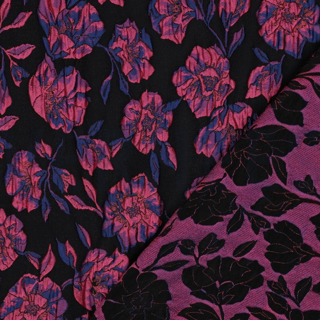 JACQUARD FLOWERS BLACK / FUCHSIA #4