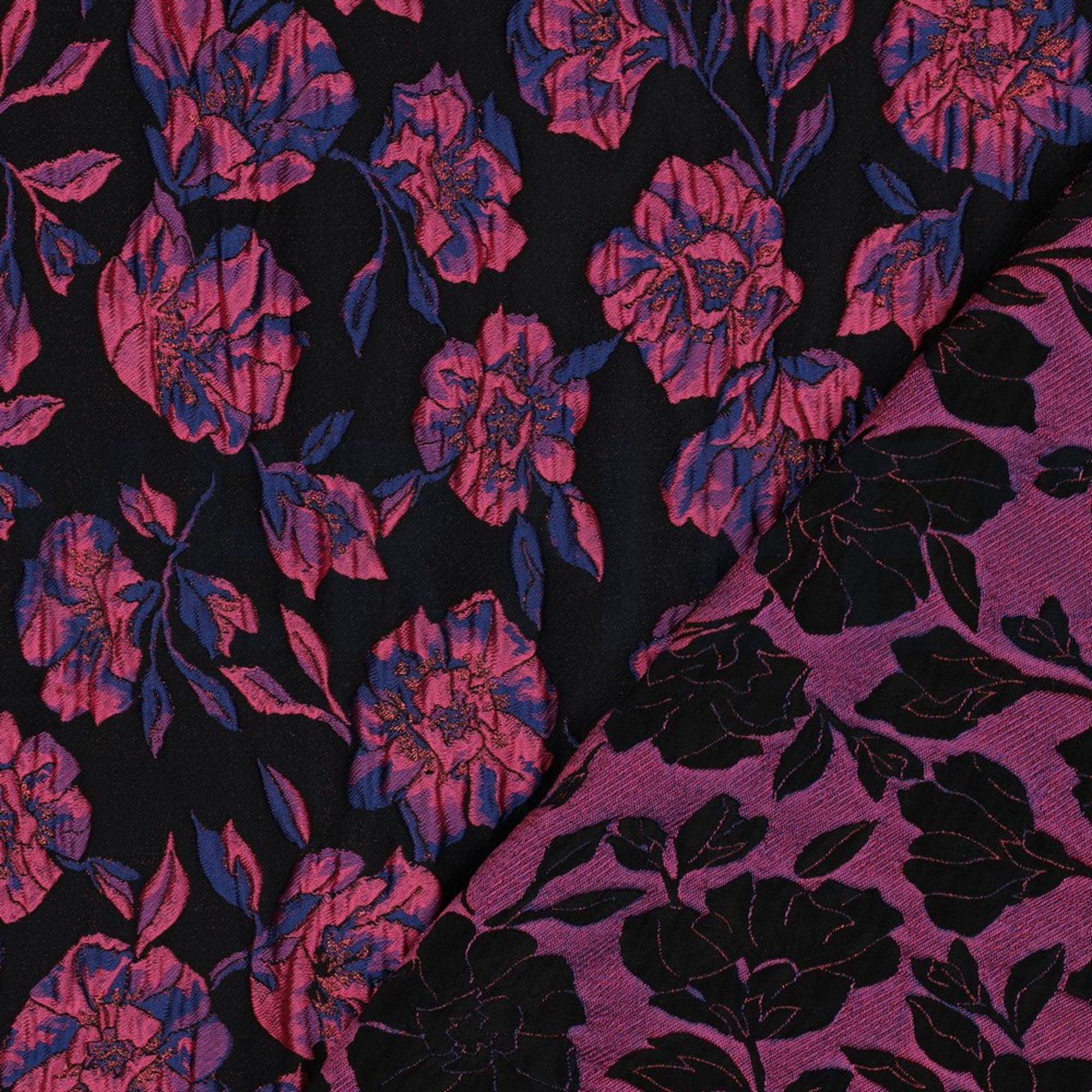JACQUARD FLOWERS BLACK / FUCHSIA (high resolution) #4