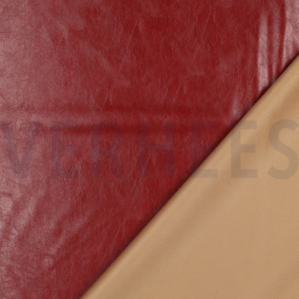 FAUX LEATHER SHINY STRETCH RUBY RED #4