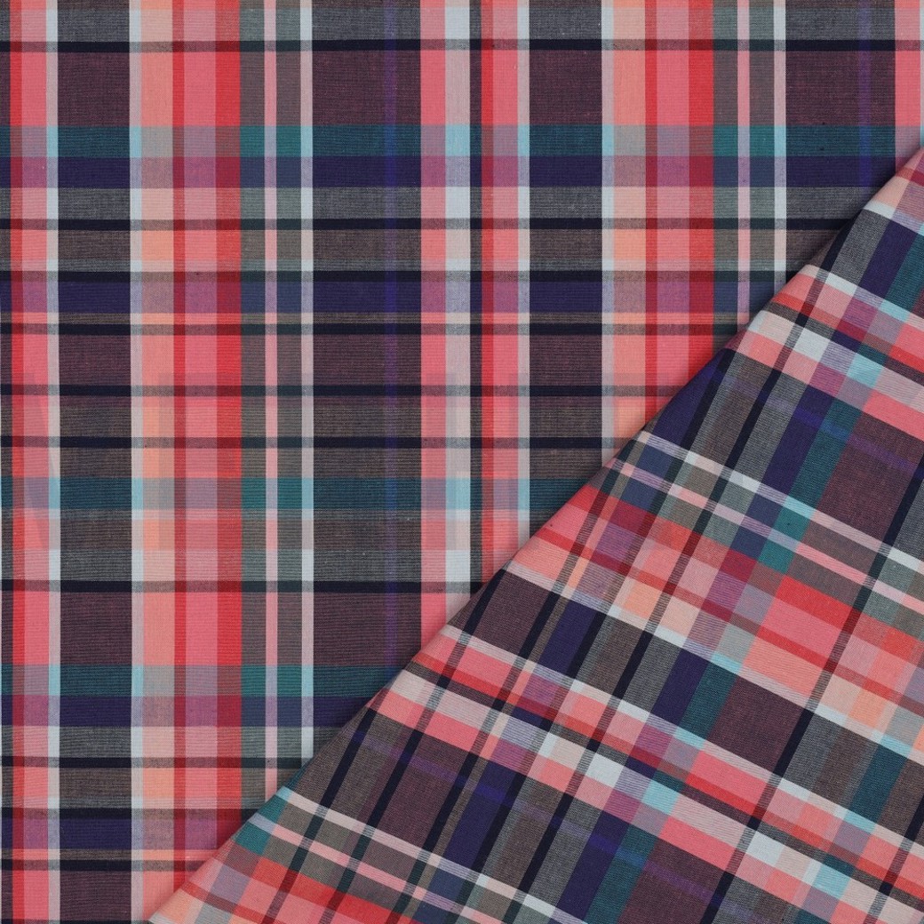 COTTON YARN DYED CHECKS DARK CORAL #4