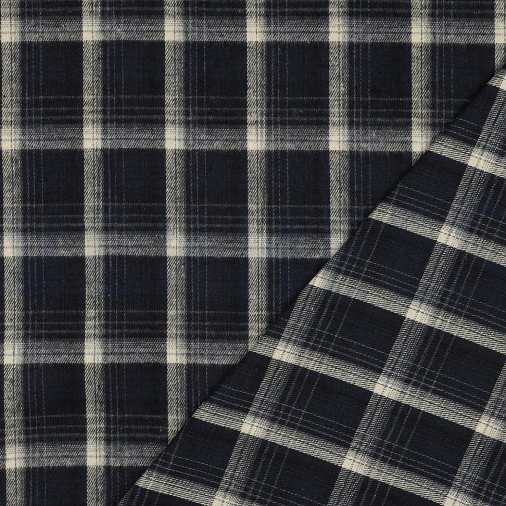 BRUSHED YARN DYED CHECKS NAVY #4