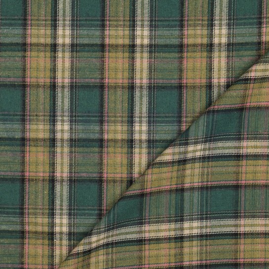 GEBORSTELDE MANTELSTOF GARENGEVERFD RUITEN GROEN #7