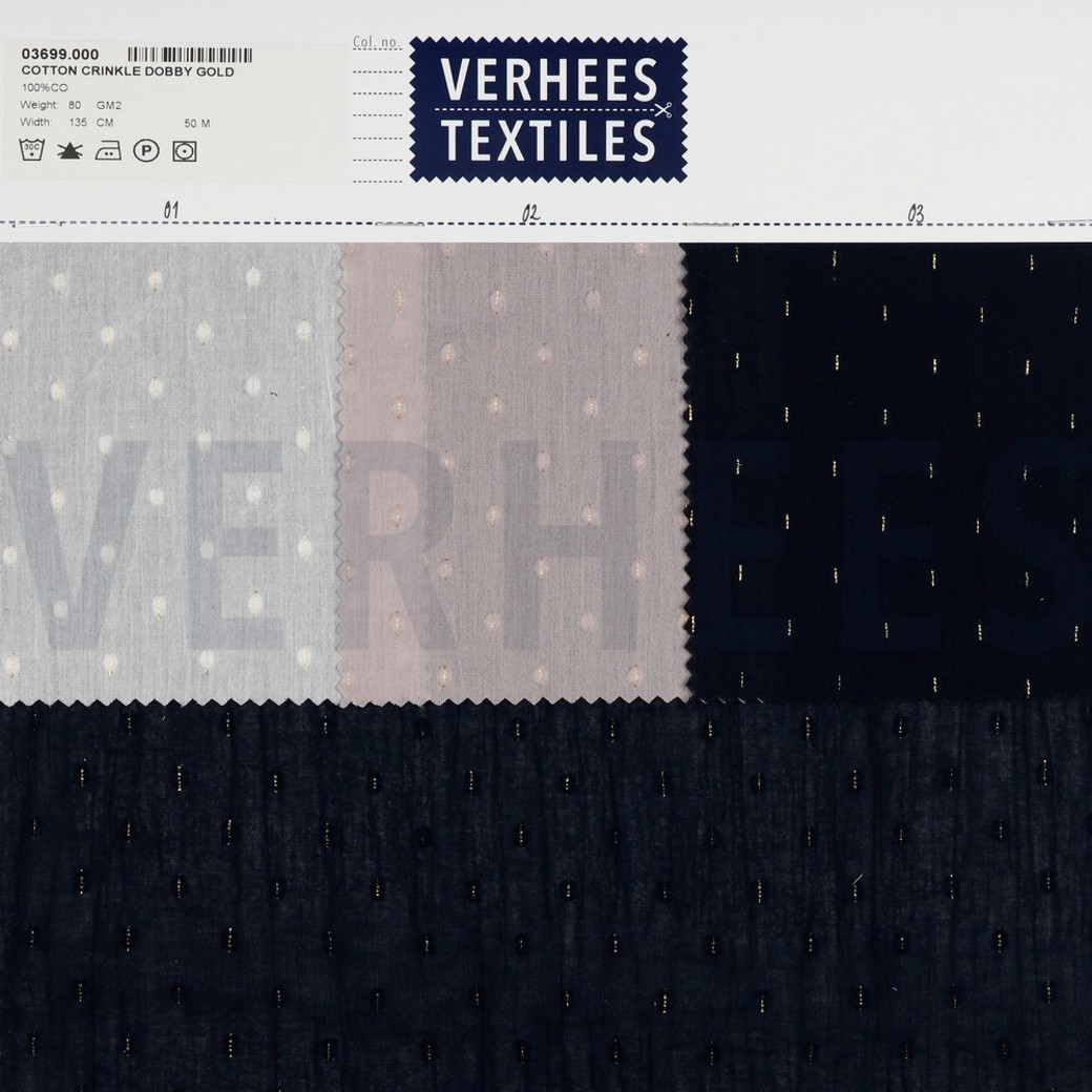 COTTON CRINKLE DOBBY LUREX GOLD NAVY #4