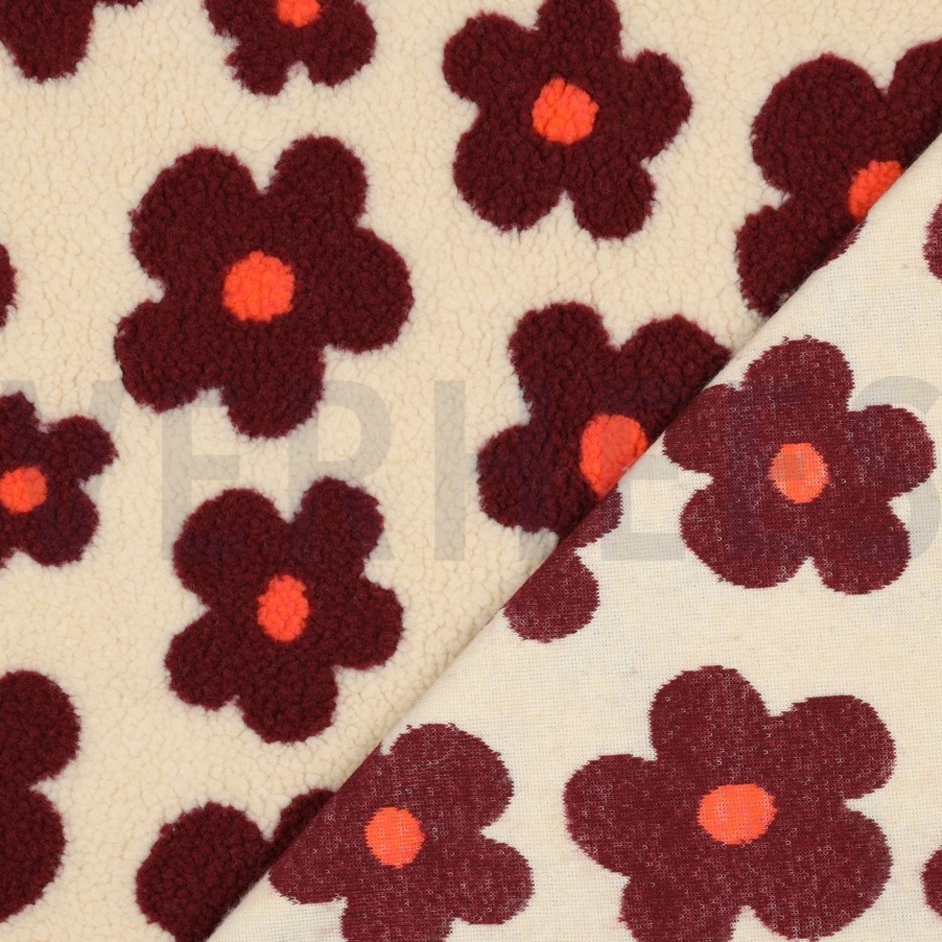 TEDDY FLOWERS BEIGE/WINE RED #4