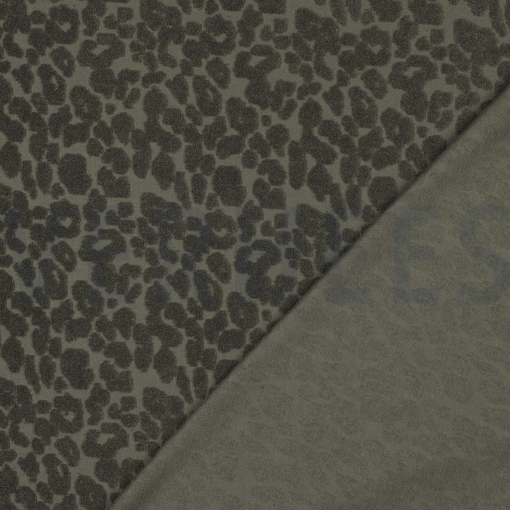 COTTON TOWELING KNIT ANIMAL SKIN DARK GREEN #4