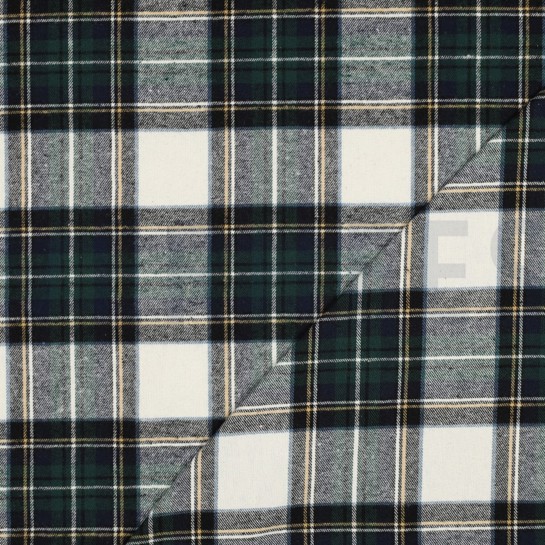 KATOEN GARENGEVERFD GEBORSTELDE RUITEN ÉCRU / DONKERBLAUW #7