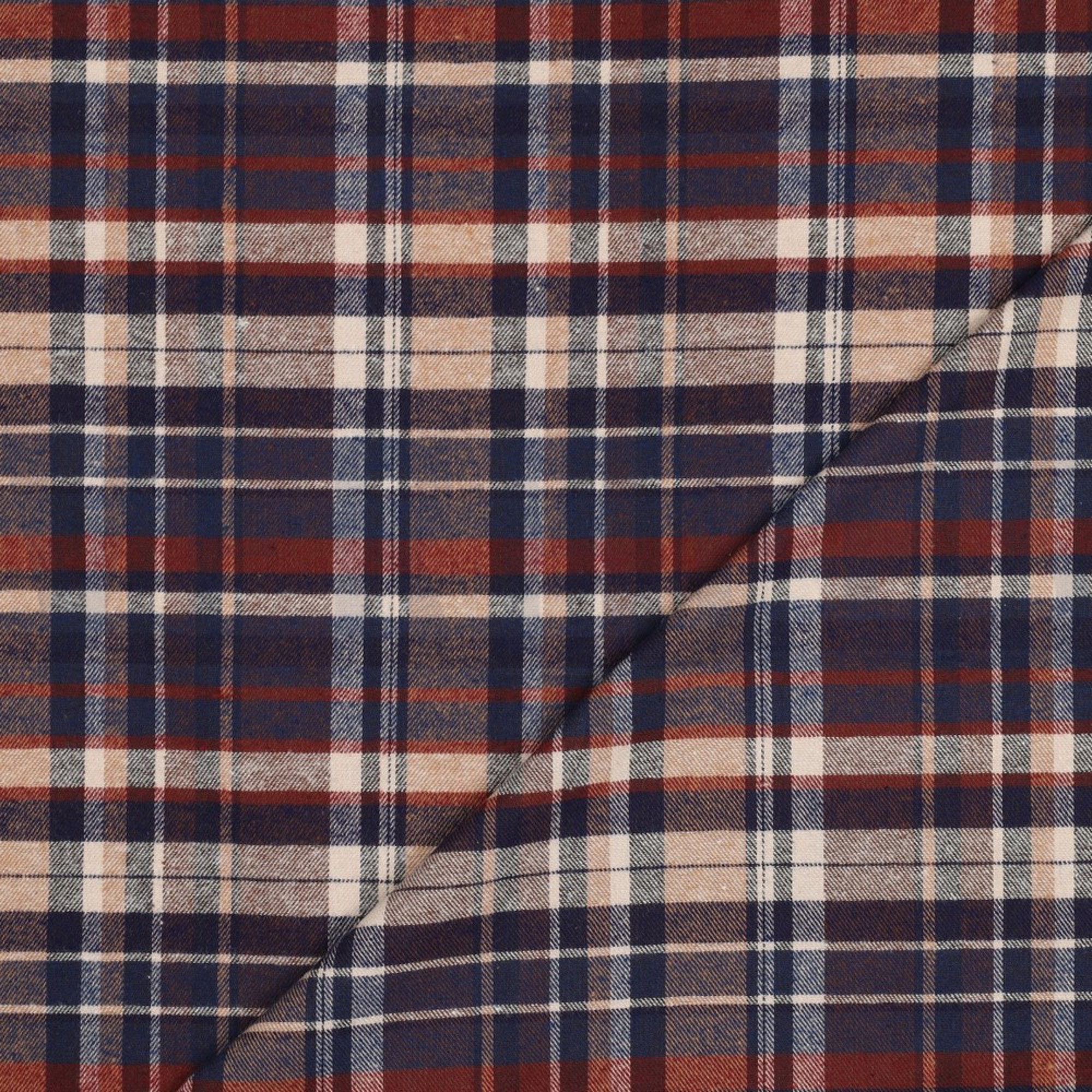 COTTON YARN DYED BRUSHED CHECKS NAVY (high resolution) #4