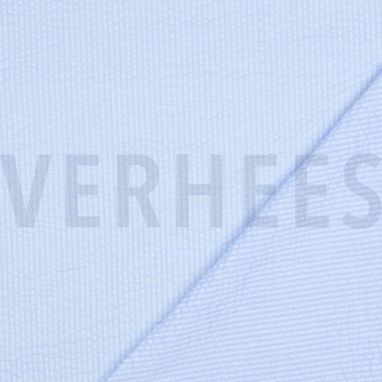 KATOEN SEERSUCKER GARENGEVERFD STREPEN BLAUW #7