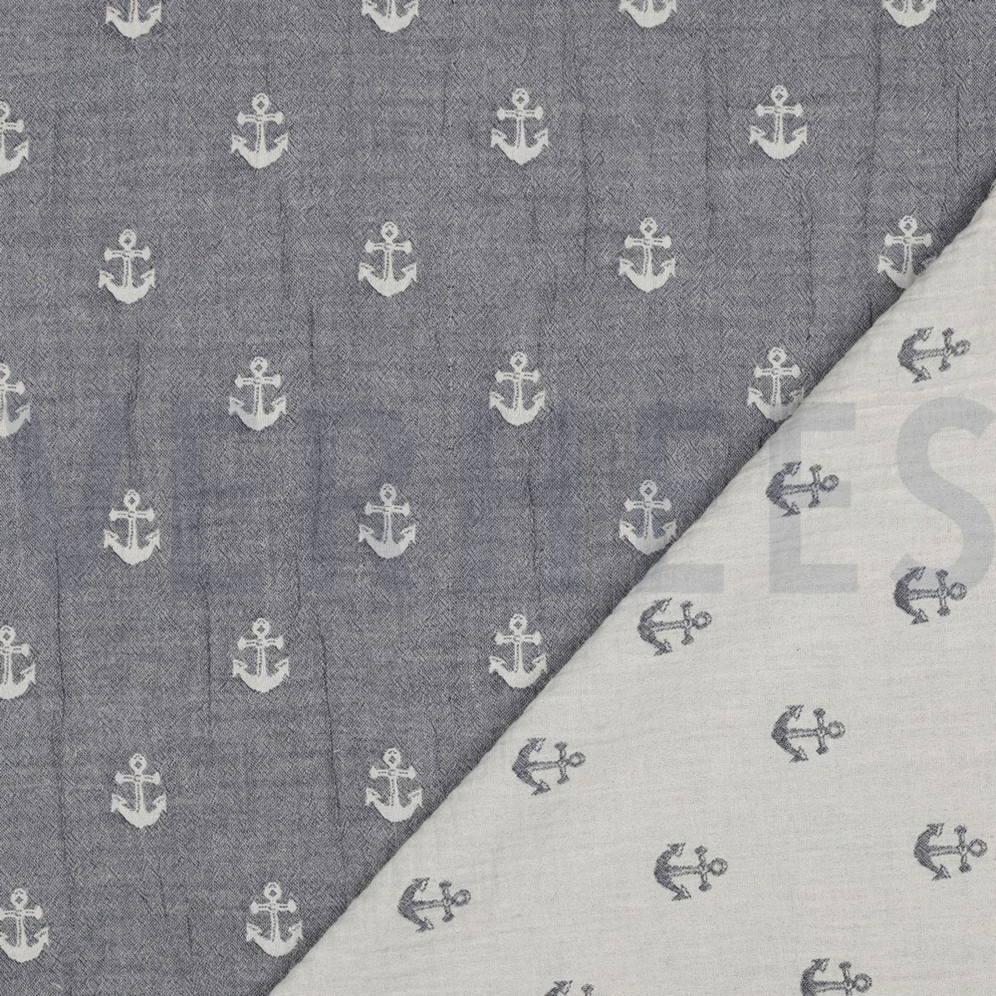 DOUBLE GAUZE JACQUARD ANCHOR 2-SIDED NAVY (high resolution) #4