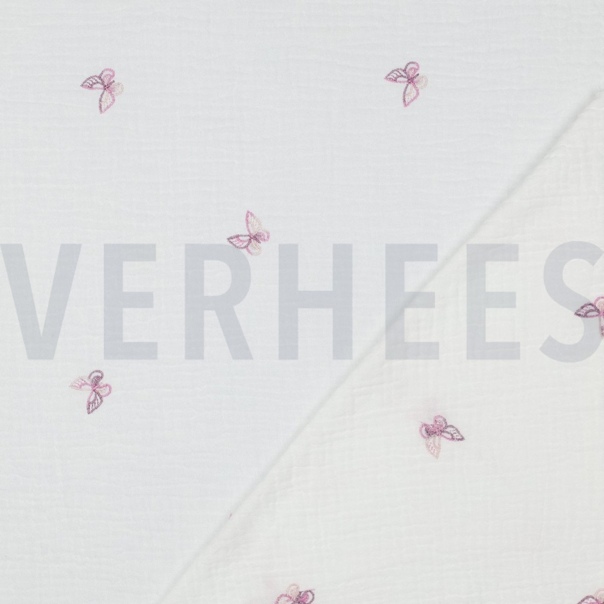DOUBLE GAUZE EMBROIDERY BUTTERFLY WHITE / PURPLE (high resolution) #4