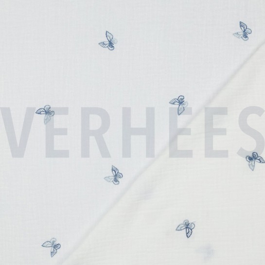 MUSSELIN STICKEREI SCHMETTERLINGE WEISS #7