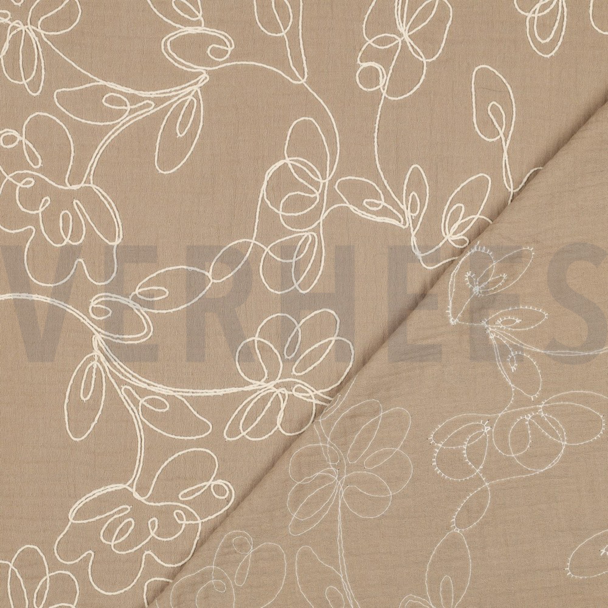 DOUBLE GAUZE EMBROIDERY FLOWERS BEIGE (high resolution) #4