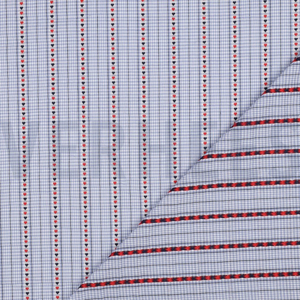 COTTON JACQUARD HEARTS LIGHT BLUE #4