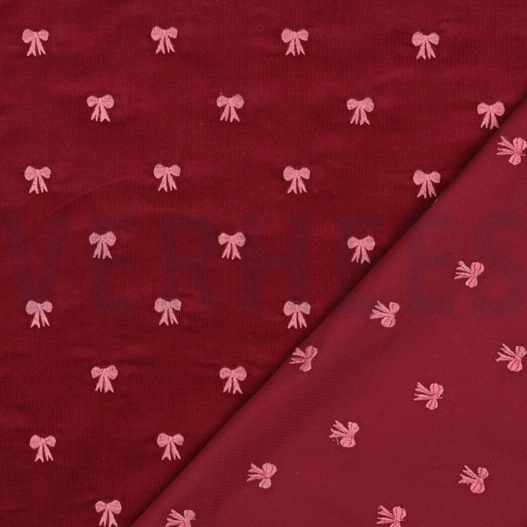BABYCORD EMBROIDERY BOWS BORDEAUX #4