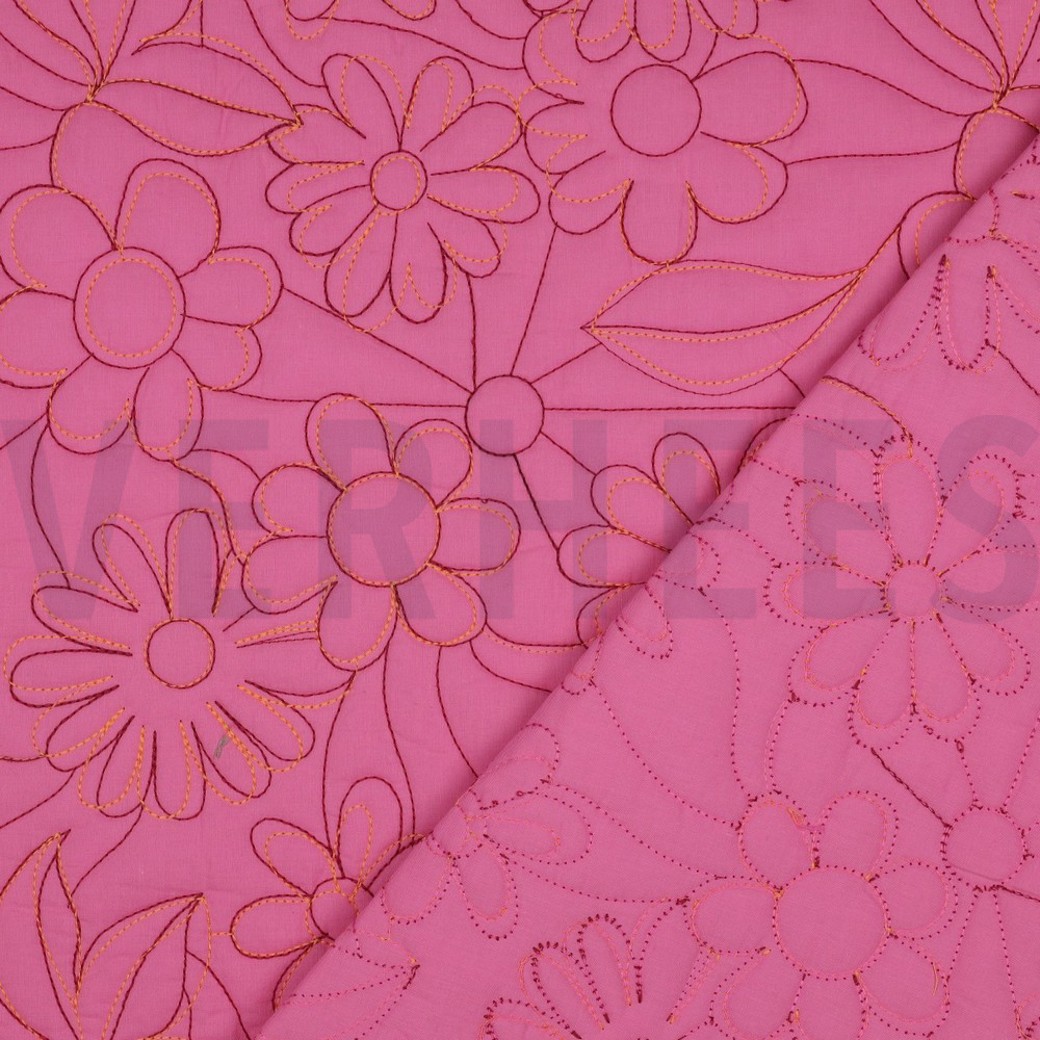 COTTON STEPPED FLOWERS PINK #4