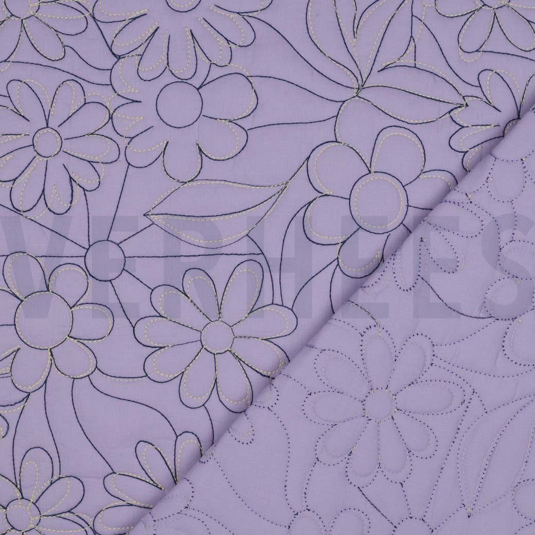 COTTON STEPPED FLOWERS LAVENDER #4