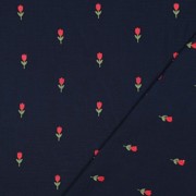 DOUBLE GAUZE EMBROIDERY FLOWERS NAVY (thumbnail) #4