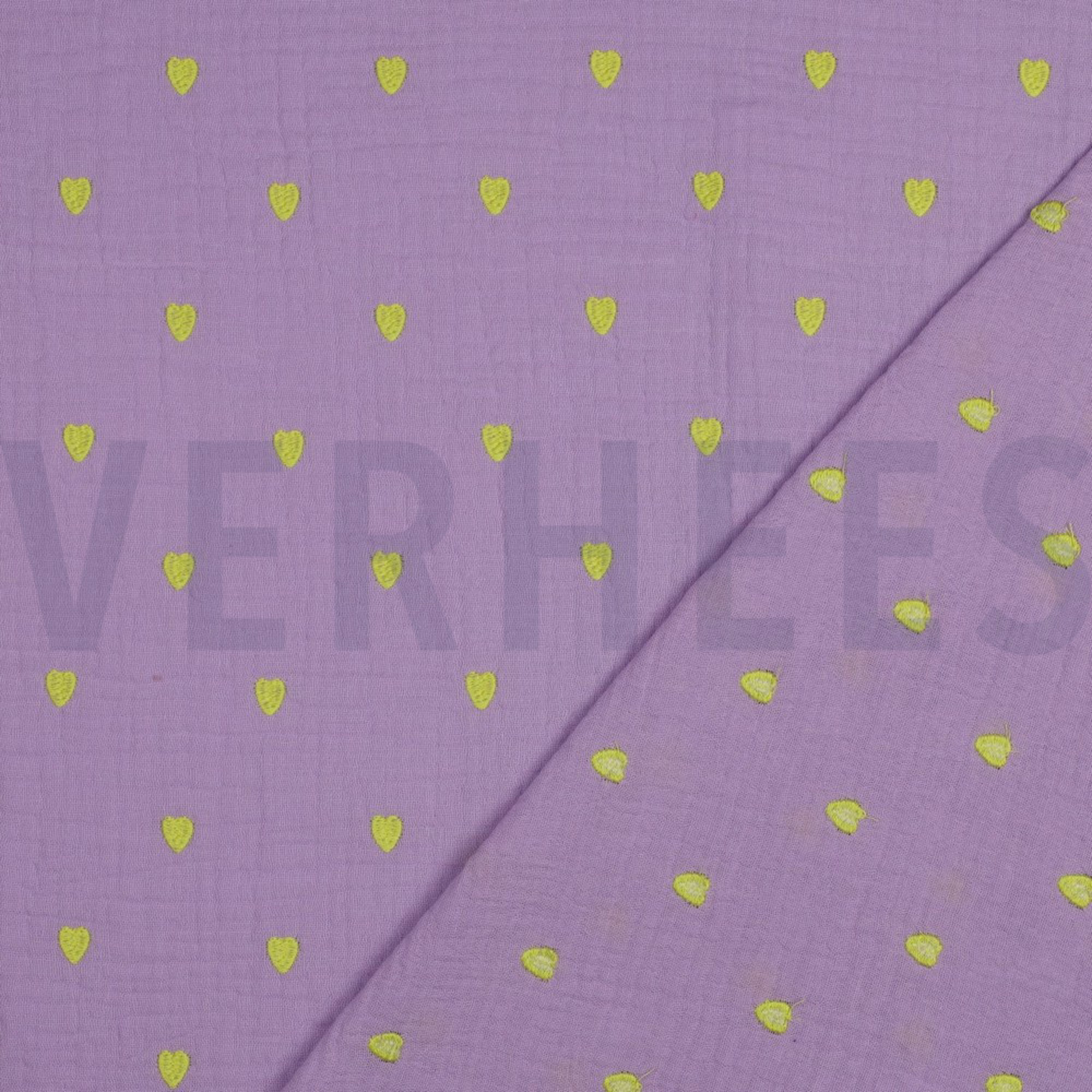DOUBLE GAUZE EMBROIDERY NEON HEARTS LAVENDER (high resolution) #4